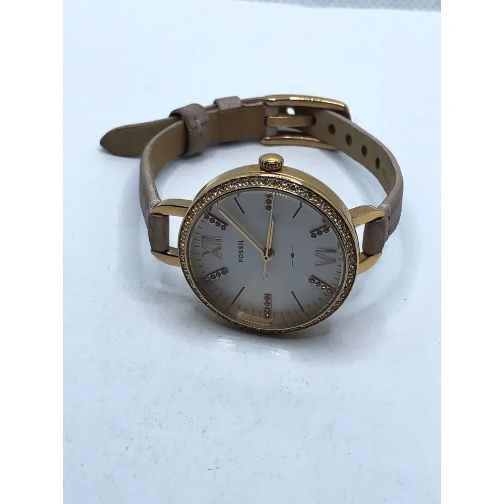 Fossil ES4402 Womens Bluish Leather Analog Silver Dial Genuine Wrist Watch HK469